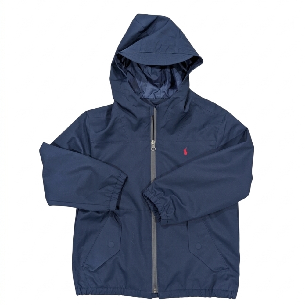 Polo Ralph Lauren Kids Size 6 Navy Blue Hooded Windbreaker Jacket Red Pony